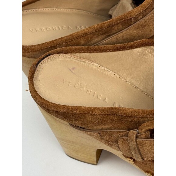 VERONICA BEARD Dacey Women Mules Brown Suede Heeled Clogs Studded Retro US 9.5 M - Picture 10 of 11